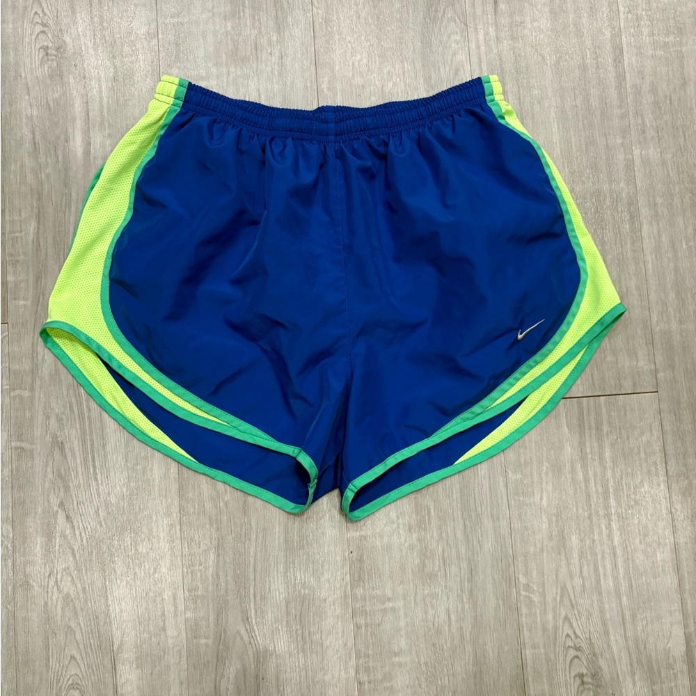 Nike Dri-Fit Drifit Womens Athletic Running Jogging Shorts Large L Blue Green